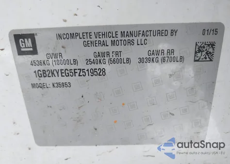 2015 Chevrolet Silverado 3500Hd Wt from USA, damaged, VIN 1GB2KYEG5FZ519528